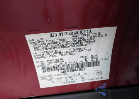 2013 Ford Taurus Sel z USA, uszkodzony, nr VIN 1FAHP2E90DG190211